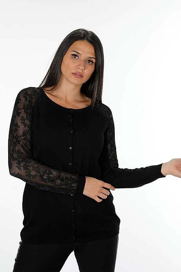 Reel Tekstil - 14GG Üretilen Viskon Elit Triko Hırka Taş İşlemeli Kadın Giyim Üreticisi - 12758 | Reel Tekstil