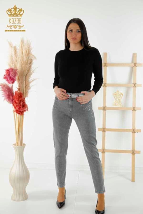 Reel Tekstil - Likra Örmeli İle Üretilen Kot Pantolon Taş İşlemeli Kadın Giyim Üreticisi - 3688 | Reel Tekstil