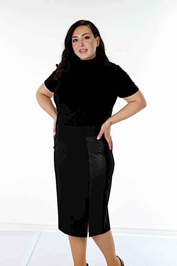 Reel Tekstil - Likralı Örme Kumaş İle Üretilen Etek Yırtmaçlı Kadın Giyim Üreticisi - 4222 | Reel Tekstil