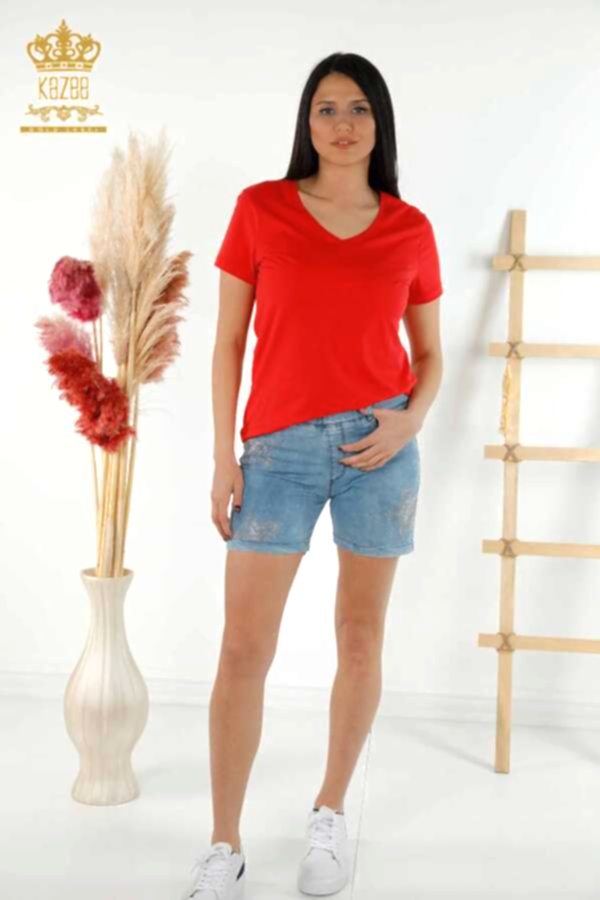 Reel Tekstil - Likralı Örme Kumaş İle Üretilen Şort Taş İşlemeli Kadın Giyim Üreticisi - 3531 | Reel Tekstil