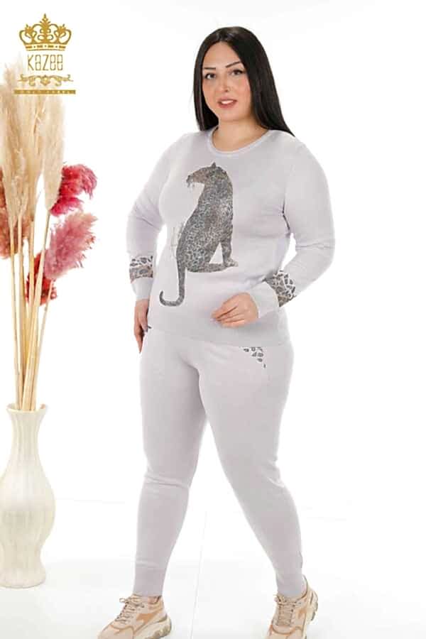 Reel Tekstil - Scuba ve İki İplikten Üretilen Eşofman Takım Kaplan Desenli Kadın Giyim Üreticisi - 16523 | Reel Tekstil