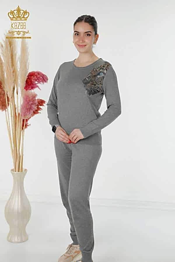 Reel Tekstil - 14GG Üretilen Viskon Elit Triko Eşofman Takım Kaplan Desenli Kadın Giyim Üreticisi - 16525 | Reel Tekstil
