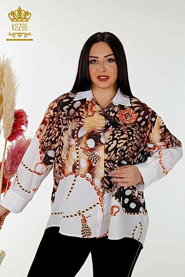 Reel Tekstil - Pamuk Likra Kumaş İle Üretilen Gömlek Karışık Desenli Kadın Giyim Üreticisi - 20226 | Reel Tekstil