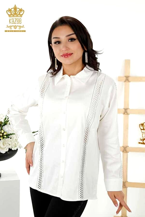 Reel Tekstil - Pamuk Likra Kumaş İle Üretilen Gömlek Kol Detaylı Kadın Giyim Üreticisi - 20247 | Reel Tekstil