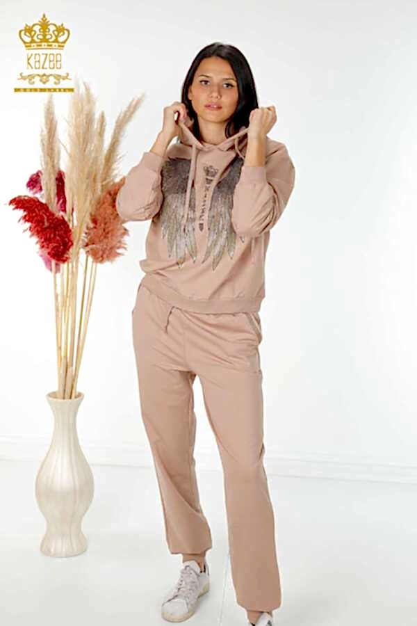 Reel Tekstil - Scuba ve İki İplikten Üretilen Eşofman Takım Kapüşonlu Kadın Giyim Üreticisi - 17481 | Reel Tekstil