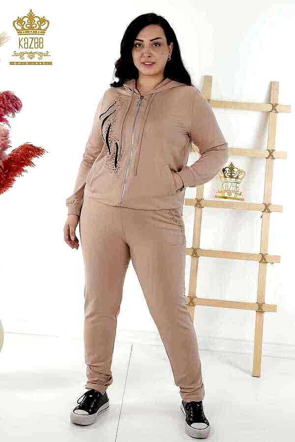 Reel Tekstil - Scuba ve İki İplikten Üretilen Eşofman Takım Kapüşonlu Kadın Giyim Üreticisi - 17531 | Reel Tekstil