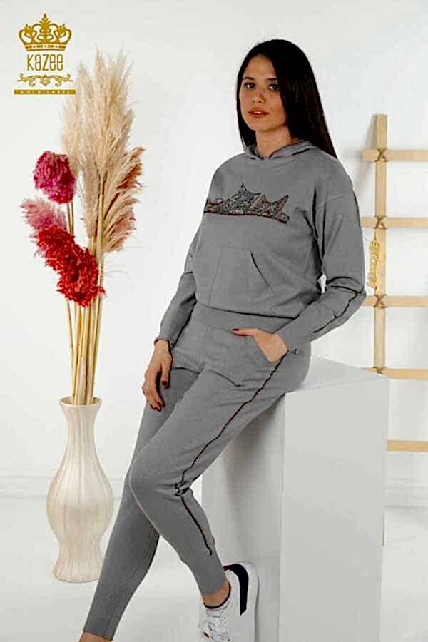 Reel Tekstil - Scuba ve İki İplikten Üretilen Eşofman Takım Kedi Desenli Kadın Giyim Üreticisi - 16675 | Reel Tekstil