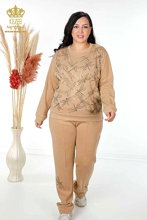 Reel Tekstil - Scuba ve İki İplikten Üretilen Eşofman Takım Taş İşlemeli Kadın Giyim Üreticisi - 17487 | Reel Tekstil