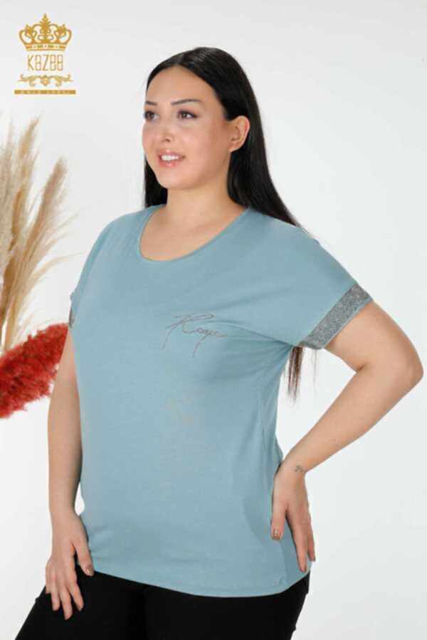 Reel Tekstil - Viskon Kumaş İle Üretilen Bluz Bisiklet Yaka Kadın Giyim - 78918 | Reel Tekstil