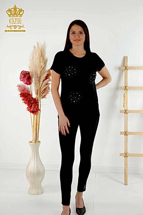 Reel Tekstil - Viskon Kumaş İle Üretilen Bluz Boncuk İşlemeli Kadın Giyim Üreticisi - 79201 | Reel Tekstil