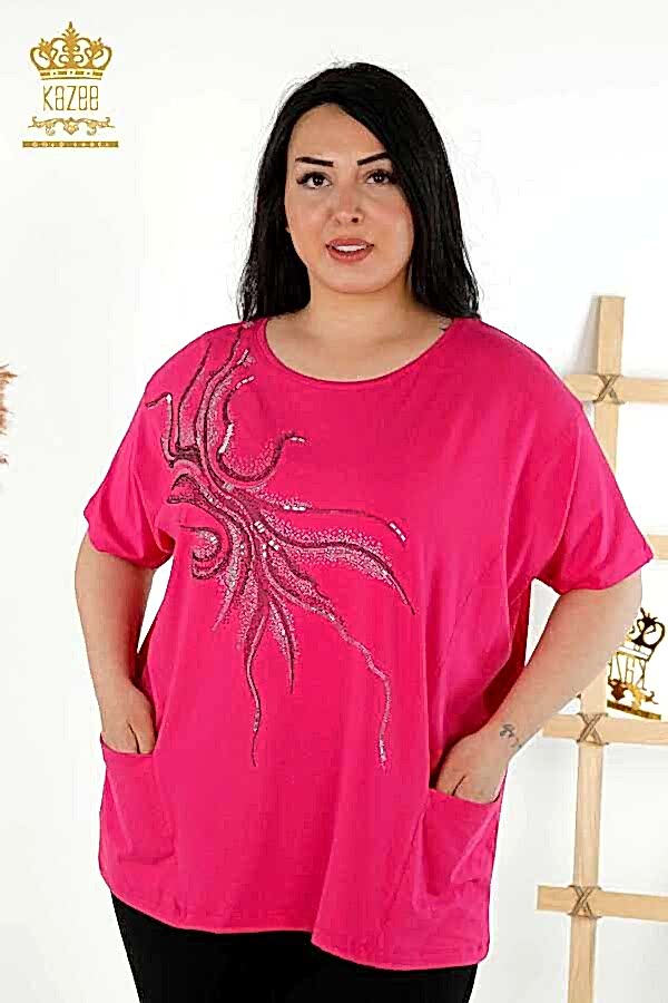 Reel Tekstil - Viskon Kumaş İle Üretilen Bluz Cep Detaylı Kadın Giyim Üreticisi - 79294 | Reel Tekstil