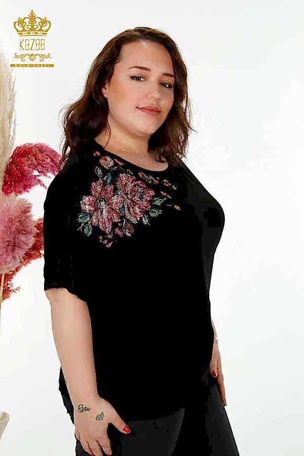 Reel Tekstil - Viskon Kumaş İle Üretilen Bluz Çiçek Desenli Kadın Giyim Üreticisi - 79052 | Reel Tekstil