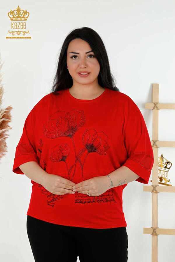 Reel Tekstil - Viskon Kumaş İle Üretilen Bluz Çiçek Desenli Kadın Giyim Üreticisi - 79059 | Reel Tekstil