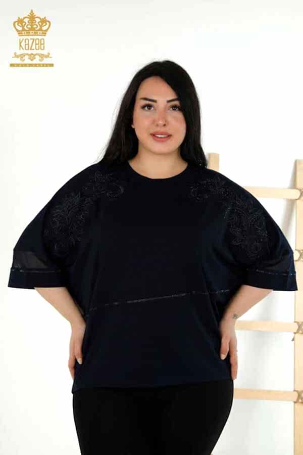 Reel Tekstil - Viskon Kumaş İle Üretilen Bluz Nakış İşlemeli Kadın Giyim Üreticisi - 79051 | Reel Tekstil